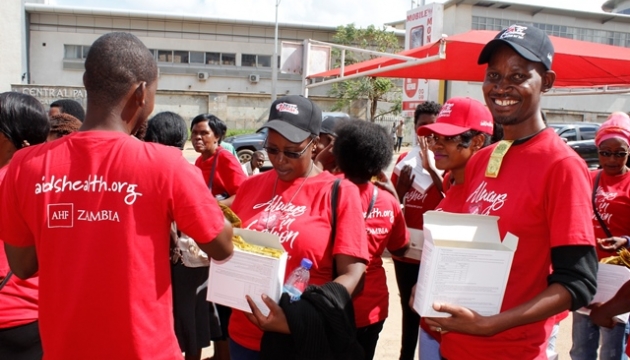 AHF team armored with condoms on International Condoms Day in Lusaka