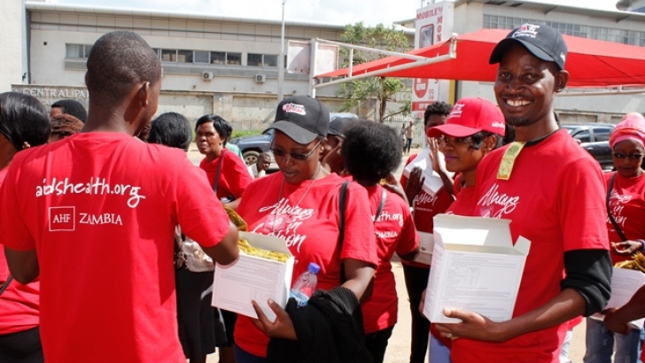 AHF team armored with condoms on International Condoms Day in Lusaka